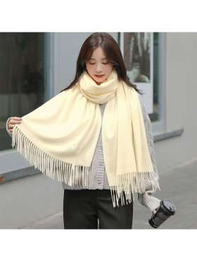 Premium Cashmere Feeling Solid Color Scarf W/ Tassels